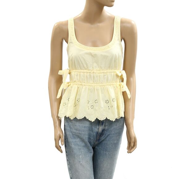 Damson Madder Jade Broderie Cami Blouse Top Berry Embroidered Yellow S-6 285345 - Picture 11 of 13